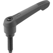 KIPP Adjustable Handle W. Thrust Pin Size:2 M06X60, 8, Form:F Plastic, Blk, W. Nipple, Comp:Half-Dog Point K0780.62061X60